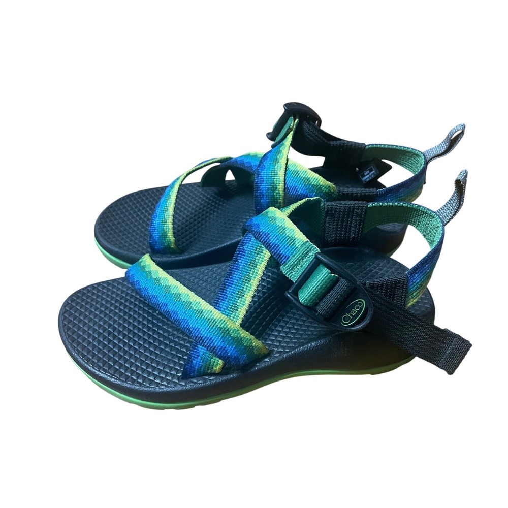 Chaco Kids Z1 Ecotread Sport Sandals Blue Green Yellow Strappy Size 1